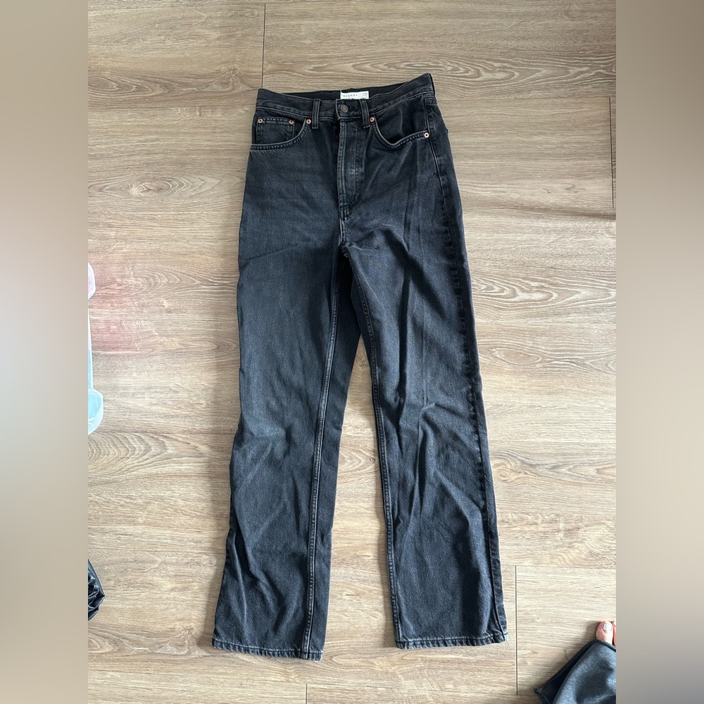 Topshop Black Straight Jeans